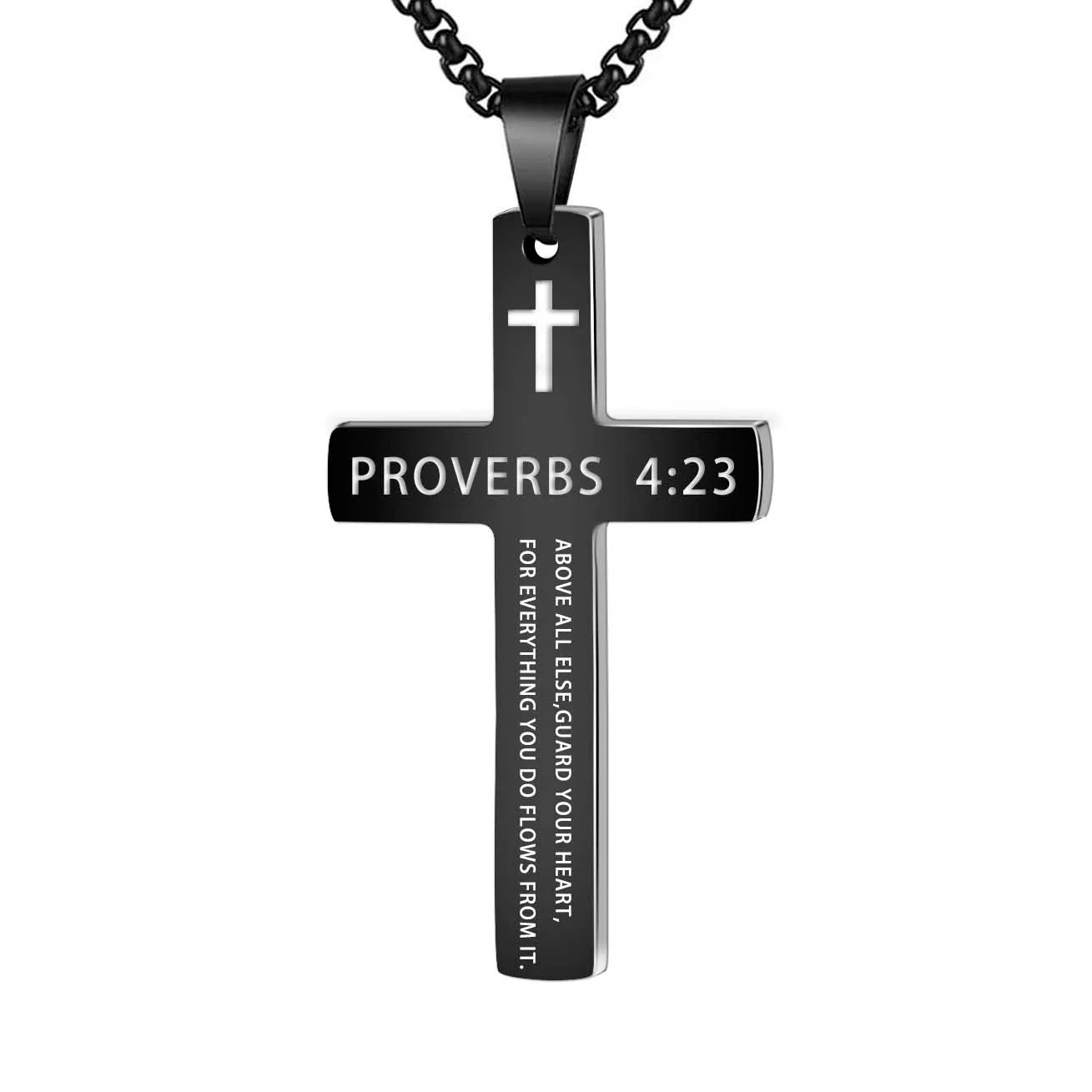 Stainless Steel Bible Verse Necklace for Men