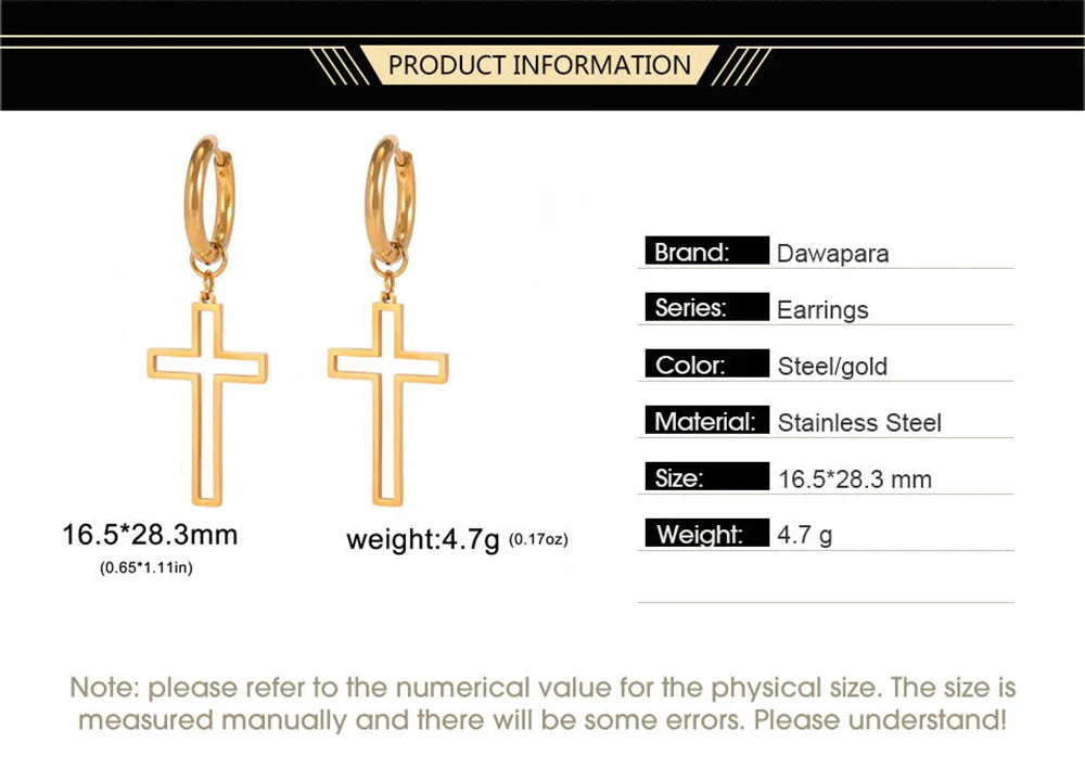 Cross Charm-Dangle Earrings Ichthys Jesus Fish-Christian Symbol Hoop Earrings