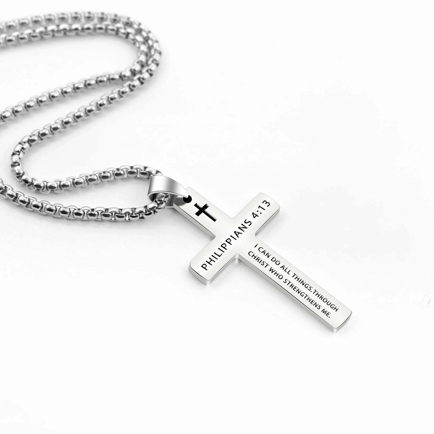 Stainless Steel Bible Verse Necklace for Men