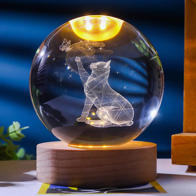 Variety USB LED Night Light Crystal Ball Table Lamp