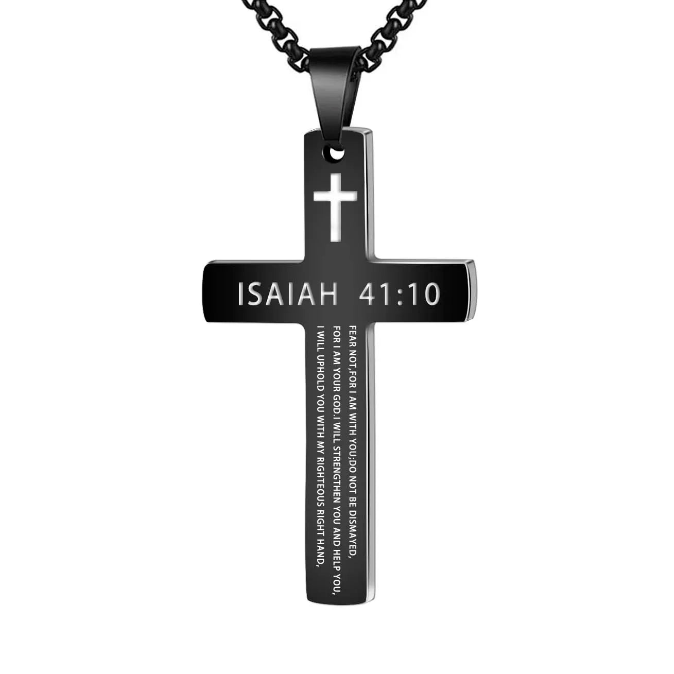 Stainless Steel Bible Verse Necklace for Men